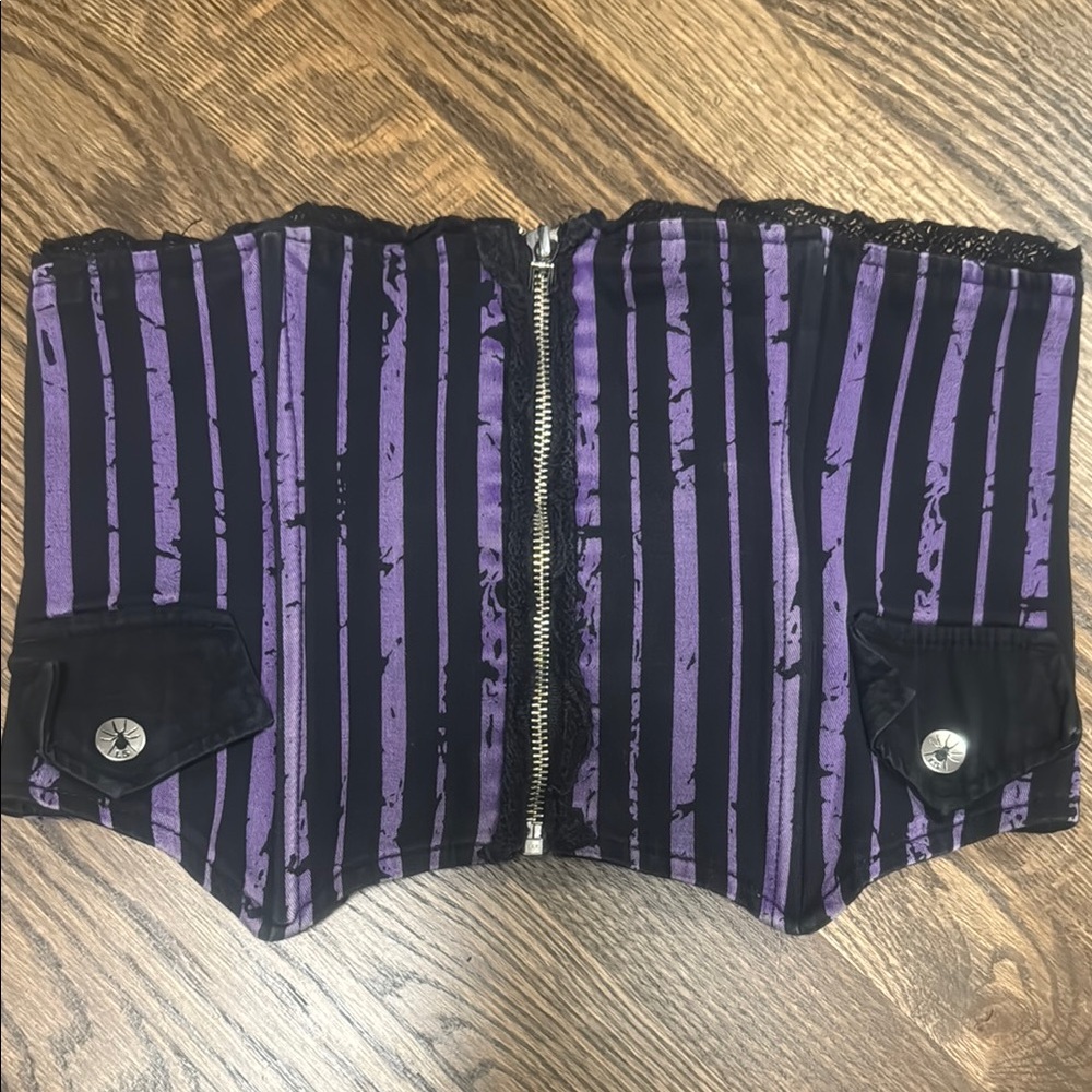 Purple and Black Striped Corset